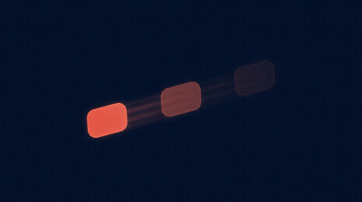 The same shape caught at three moments in time, staggered across the frame