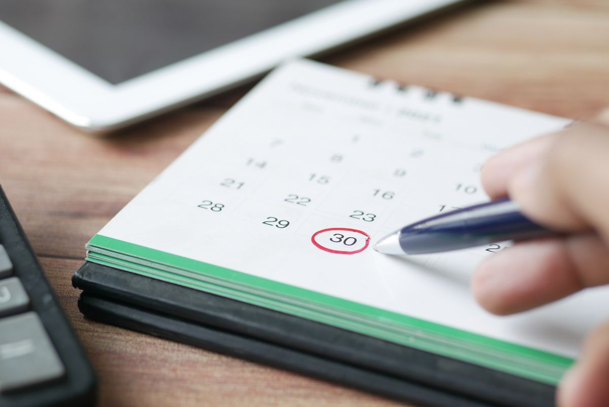 A wall calendar with one date circled