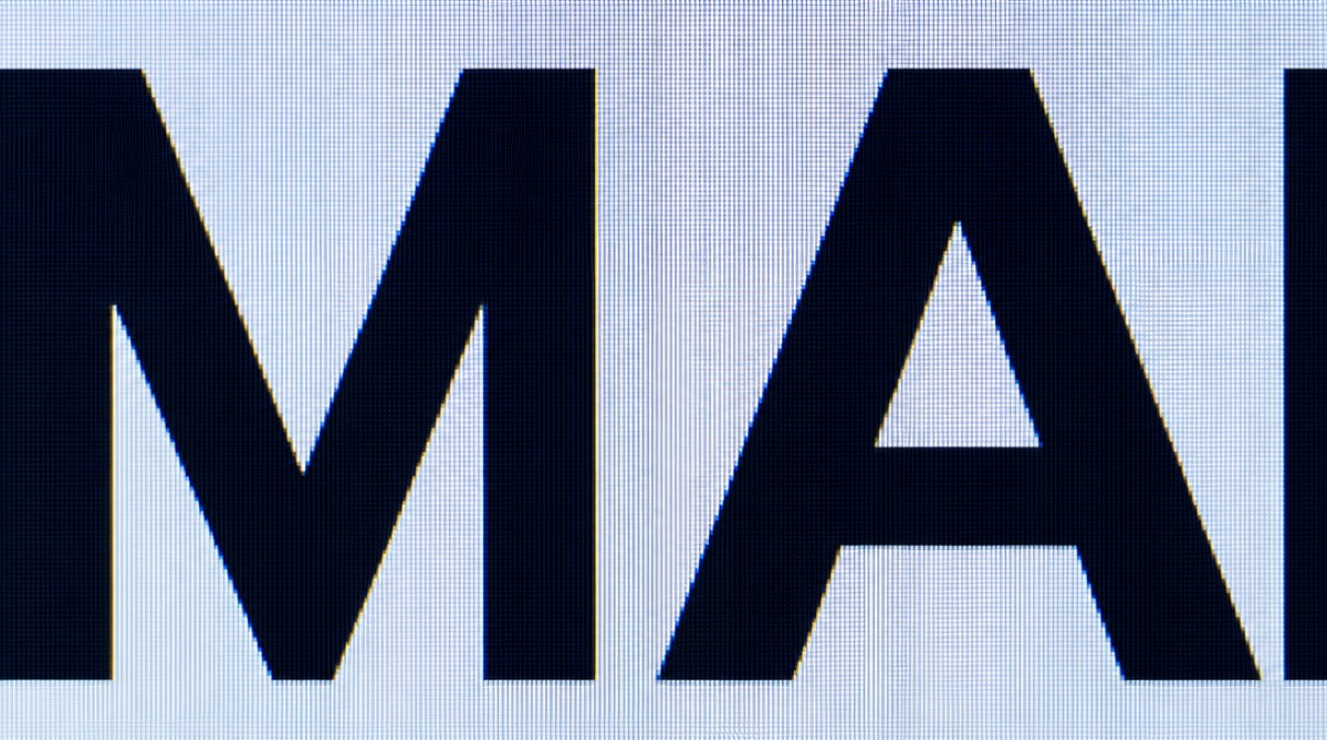 A close-up of crisp typography on a screen, letterforms perfectly sharp